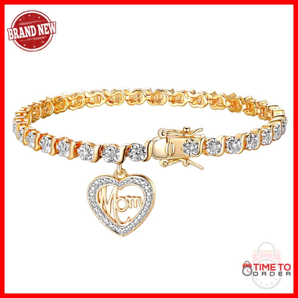 Diamond Accent Tennis Bracelet Elegant Minimal Chic Hypoallergenic Gold Plated